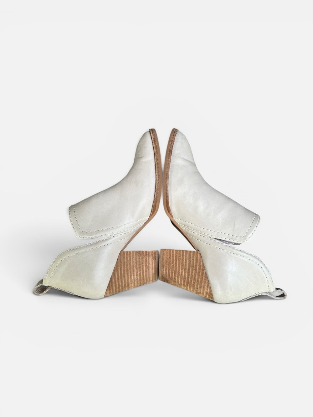 Jeffrey Campbell Rosalee Leather Split Shaft Western Cowboy Boot in Ivory Sz 6 - Picture 5 of 12
